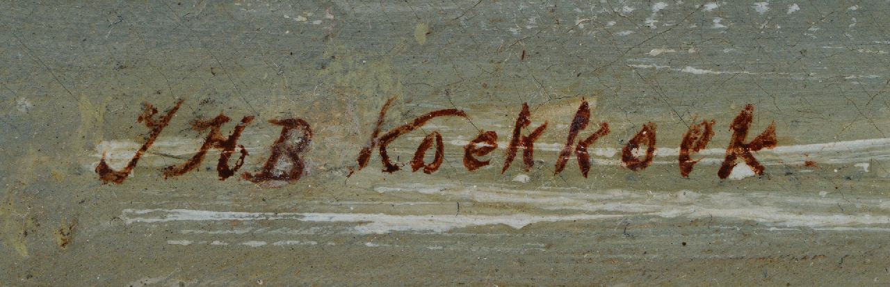 Jan H.B. Koekkoek signaturen Schepen voor de kust bij kalm weer