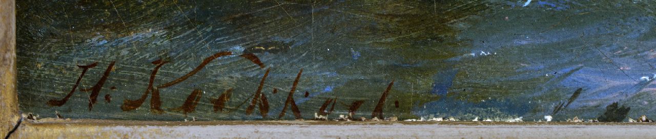 Hermanus Koekkoek signaturen Een stevige bries aan Hollandse kust met dorp in het verschiet