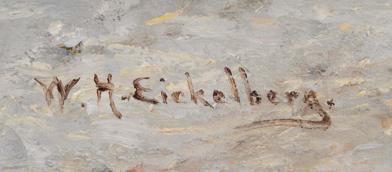 Willem Hendrik Eickelberg signaturen Een besneeuwde bosweg