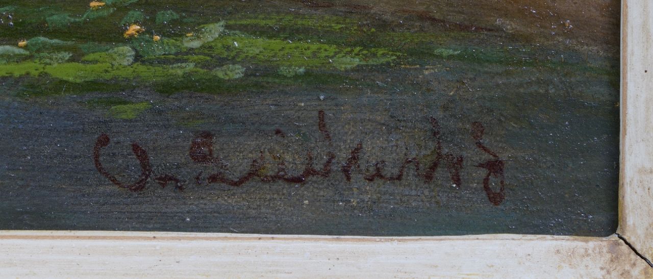 Charles Leickert signaturen Zomers riviergezicht  (alleen tezamen met pendant)