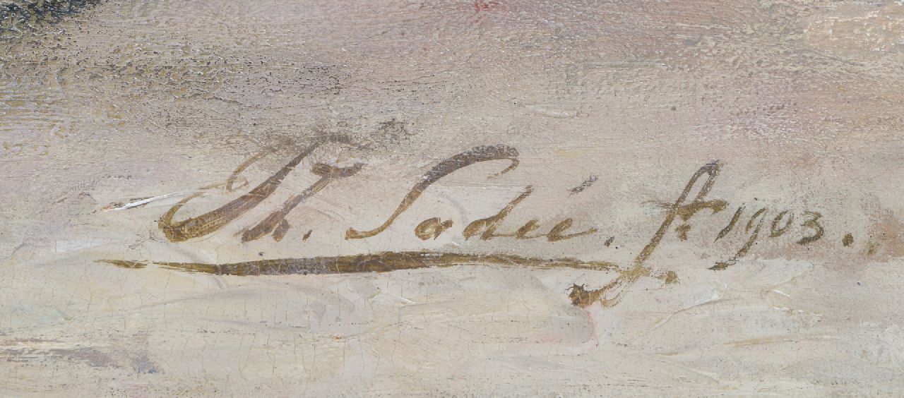 Philip Sadée signaturen Thuiskomst van de vissersvloot