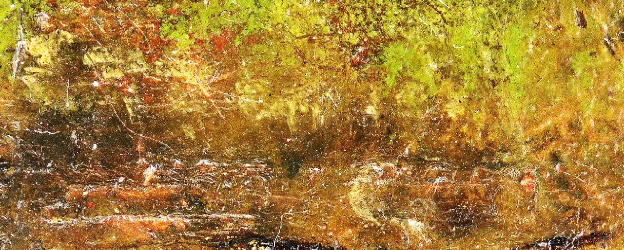 Anthony Biester signaturen Panoramisch gezicht op Kleef met in de verte de ateliertoren van B.C.Koekkoek met het beeld Pallas Athene