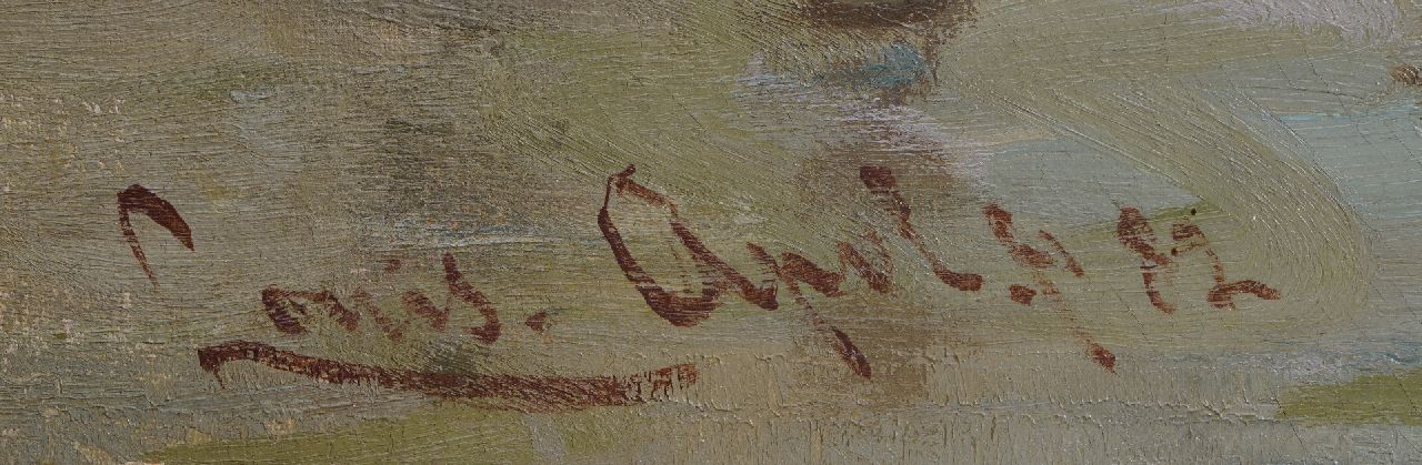 Louis Apol signaturen Gezicht op Dordrecht over de rivier de Merwede