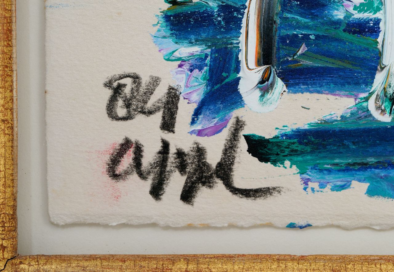 Karel Appel signaturen Wolken boven huizen