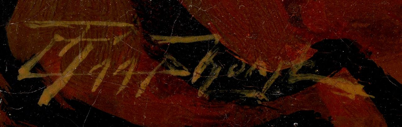 Cornelis Raaphorst signaturen Kittens spelend op een sierkussen