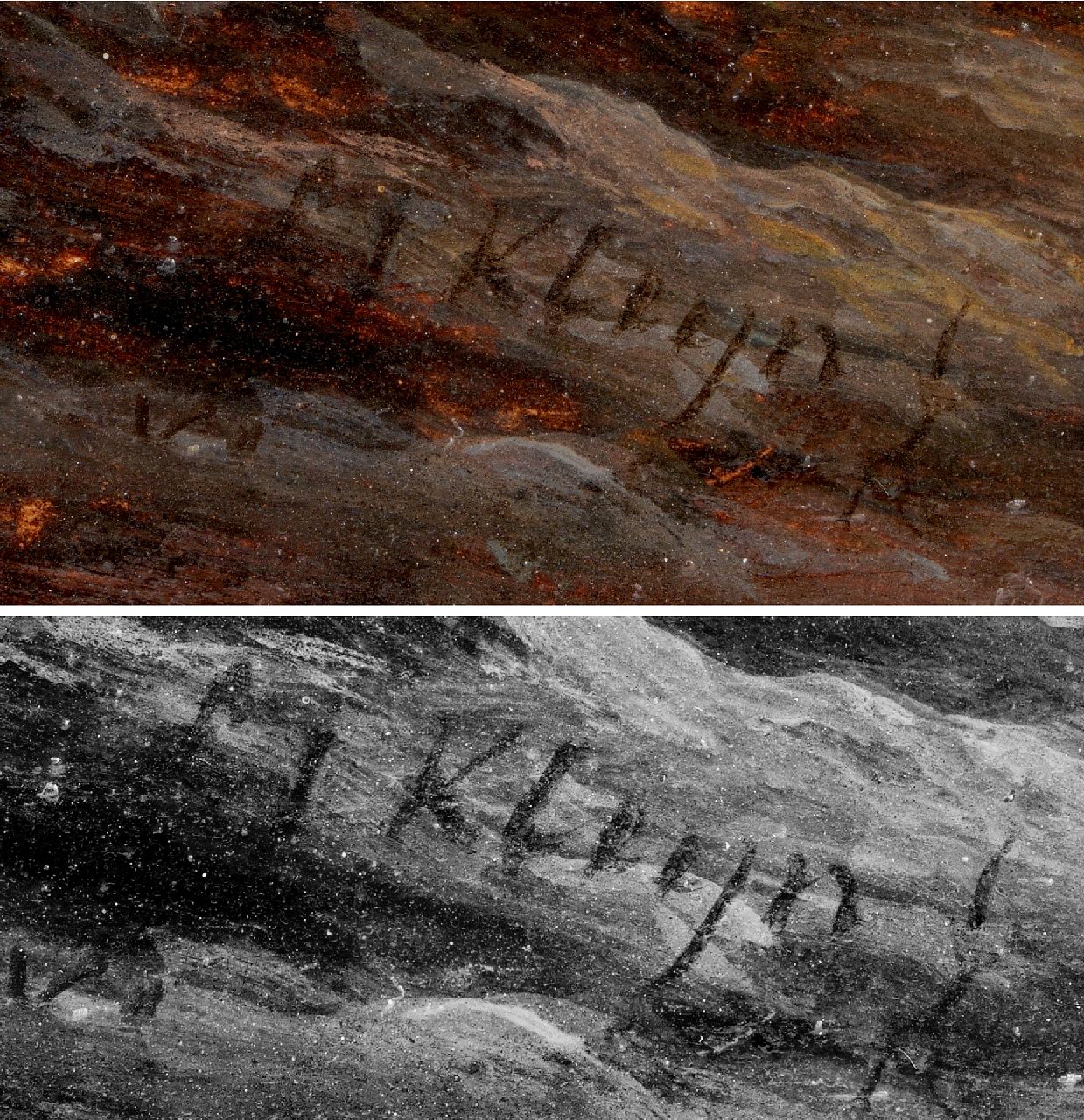 Lodewijk Johannes Kleijn signaturen Gezicht op de Rijn bij Arnhem