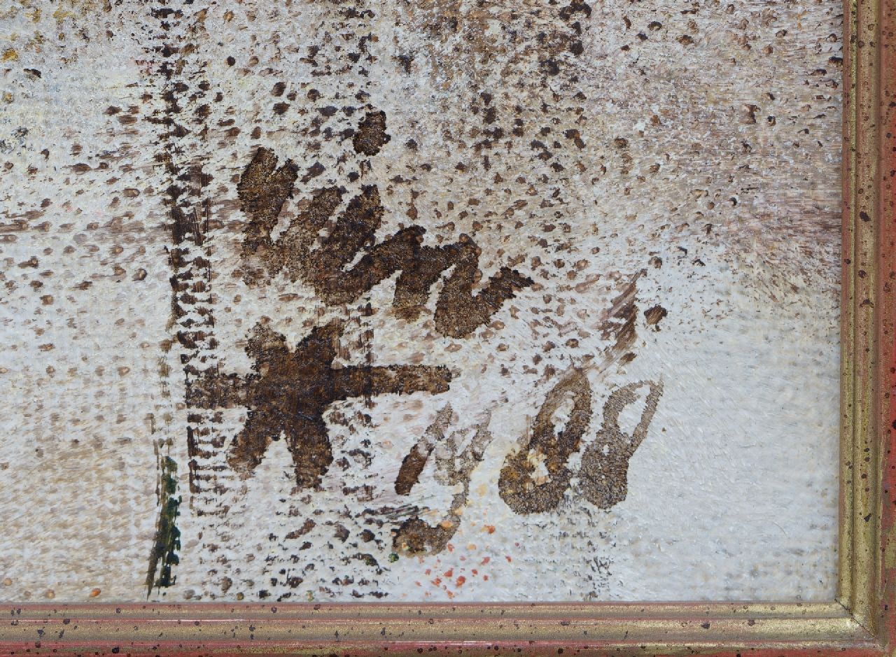 Rien Poortvliet signaturen Herten in een besneeuwd boslandschap