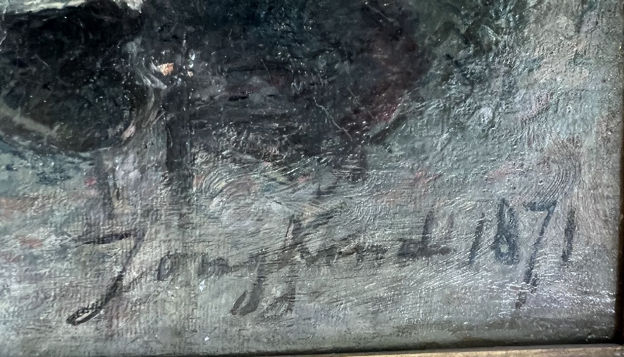 Johan Barthold Jongkind signaturen Bruggetje bij maanlicht, Dordrecht