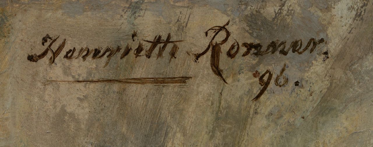 Henriette Ronner signaturen Kitten spelend met een sierpot