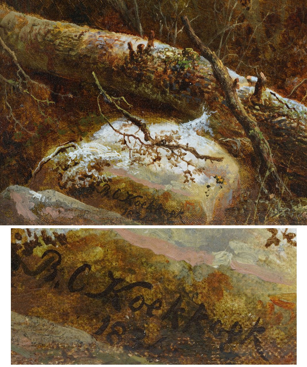 Barend Cornelis Koekkoek signaturen Winterse riviervallei met reiziger en vee