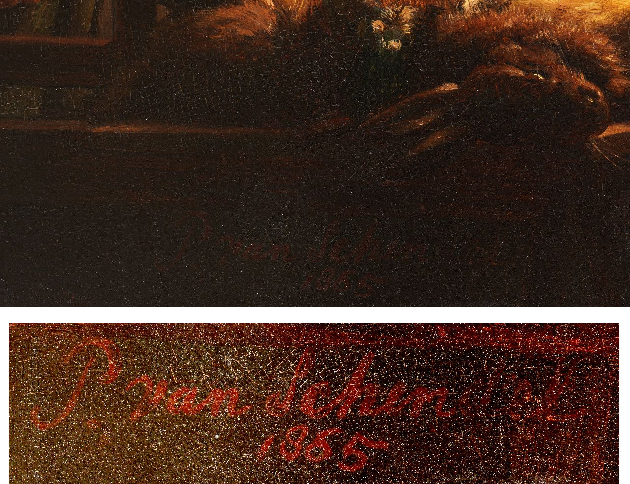Petrus van Schendel signaturen Visverkoopster bij kaarslicht
