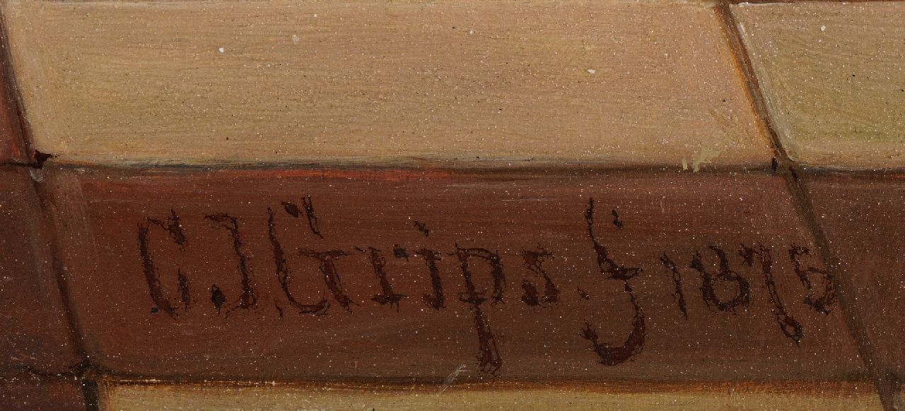 Carel Jozeph Grips signaturen Moeder en kind in Oudhollands interieur