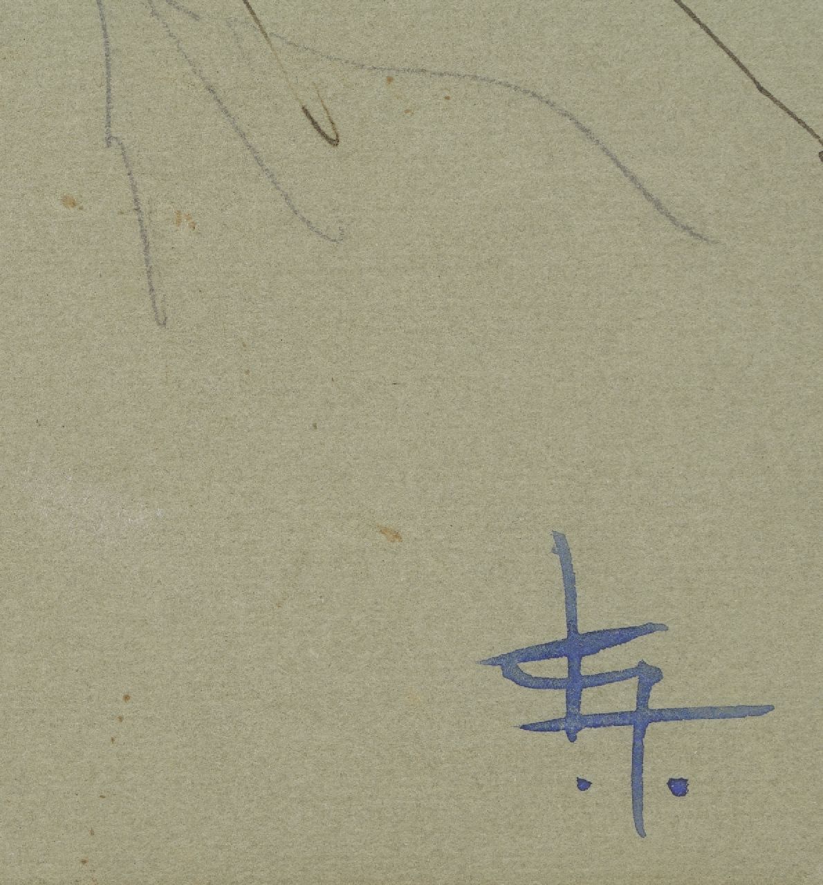 Leo Gestel signaturen Portret van Anna, de zuster van de schilder, bordurend