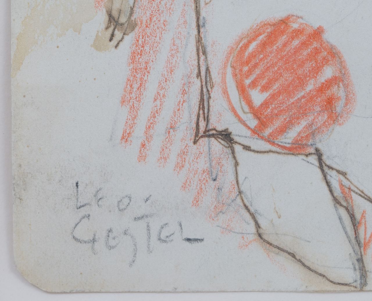 Leo Gestel signaturen Caféscène met een Pierrot