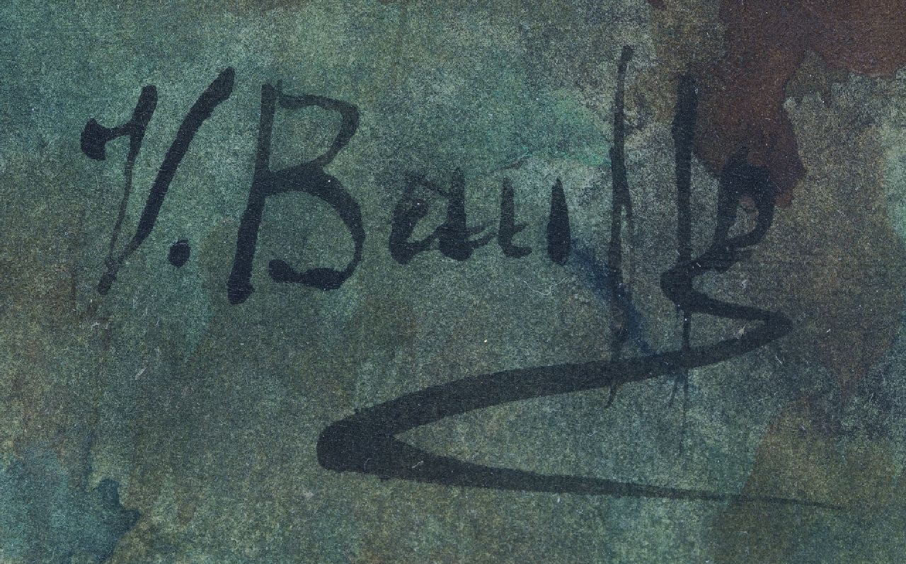 Victor Bauffe signaturen Molen langs een poldervaart