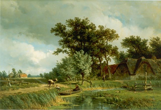 Jan Willem van Borselen | Zomers boerenlandschap, olieverf op paneel, 37,8 x 55,5 cm, gesigneerd l.o. en gedateerd '58