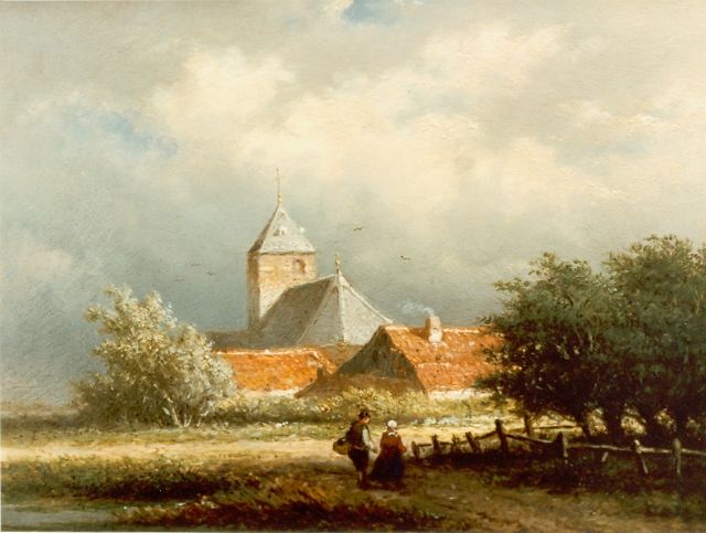 Georgius Heerebaart | Gezicht op een dorpje, olieverf op paneel, 17,7 x 22,8 cm, gesigneerd l.o.