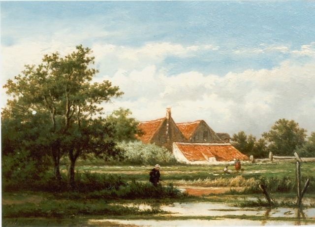 Georgius Heerebaart | Boerenlandschap, olieverf op paneel, 16,1 x 23,7 cm, gesigneerd l.o.