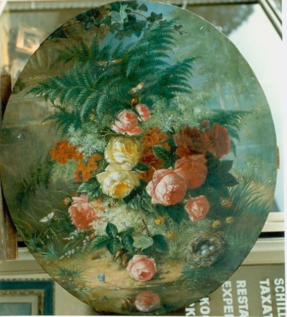 François Huygens | Stilleven van rozen en seringen, olieverf op doek, 85,0 x 72,5 cm