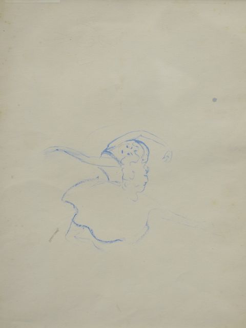 Oranje-Nassau (Prinses Beatrix) B.W.A. van | Balletmeisje, blauwe inkt en waskrijt op papier 30,0 x 23,0 cm