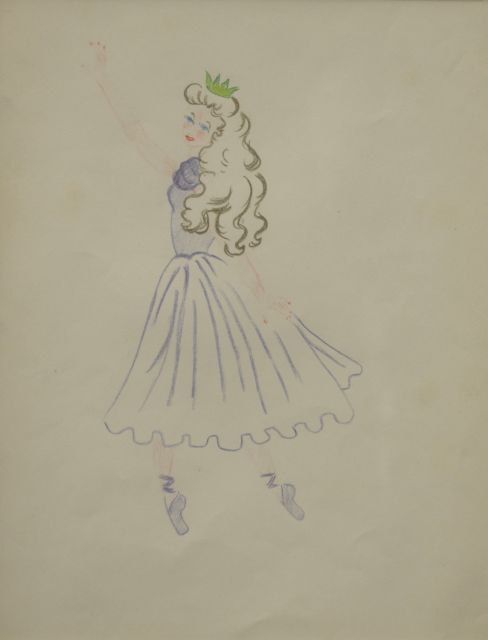 Oranje-Nassau (Prinses Beatrix) B.W.A. van | Balletprinses, kleurpotlood op papier 30,0 x 23,0 cm
