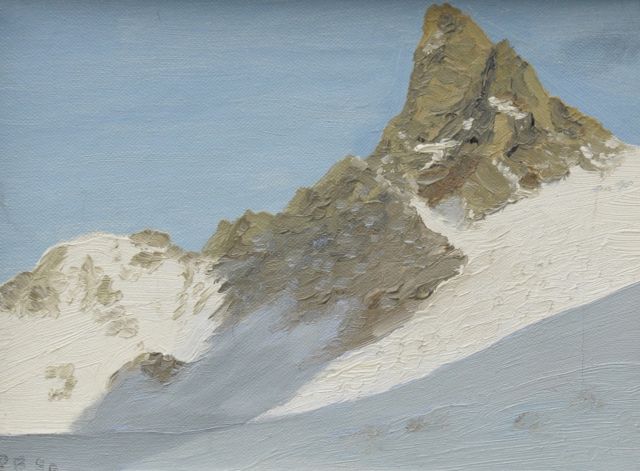 Prins Bernhard | Besneeuwd berglandschap, olieverf op doek, 18,0 x 23,7 cm, gesigneerd met initialen P.B. l.o. en gedateerd '90