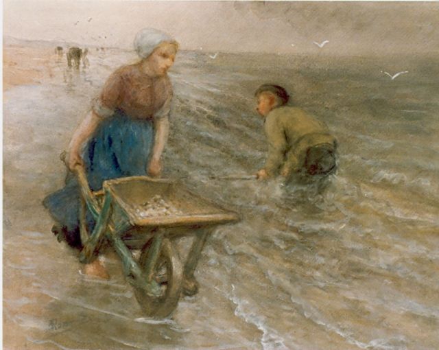 Bernard Blommers | Katwijkse vissersvrouw, aquarel op papier, 42,0 x 55,0 cm, gesigneerd l.o.