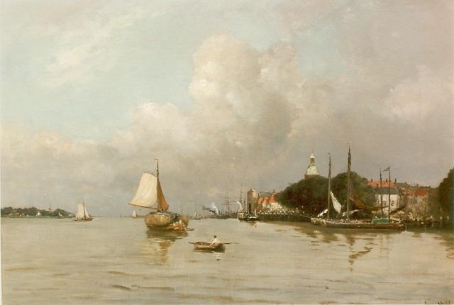 Louis Apol | Haven van Dordrecht, olieverf op doek, 55,5 x 80,5 cm, gesigneerd r.o.