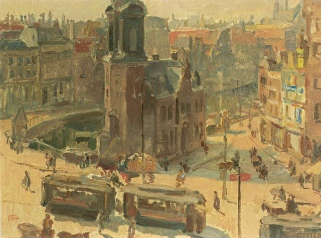 Isaac Israels | Zicht op het Muntplein, Amsterdam, olieverf op doek, 73,0 x 101,5 cm, gesigneerd l.l. en omstreeks 1918