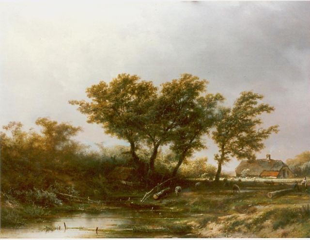 Pieter Kluyver | Boerenlandschap, olieverf op paneel, 40,2 x 54,0 cm, gesigneerd r.o.
