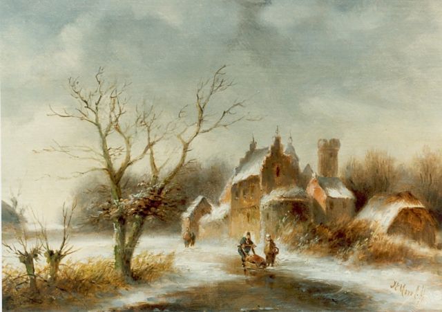 Jan Evert Morel II | Winter, olieverf op paneel, 16,0 x 21,4 cm, gesigneerd r.o.