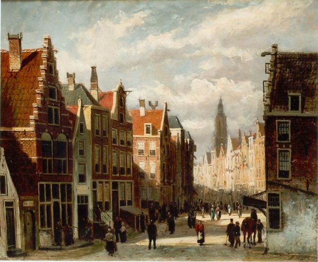 Johannes Frederik Hulk | Amsterdams stadsgezicht, olieverf op paneel, 33,0 x 40,0 cm, gesigneerd r.o.