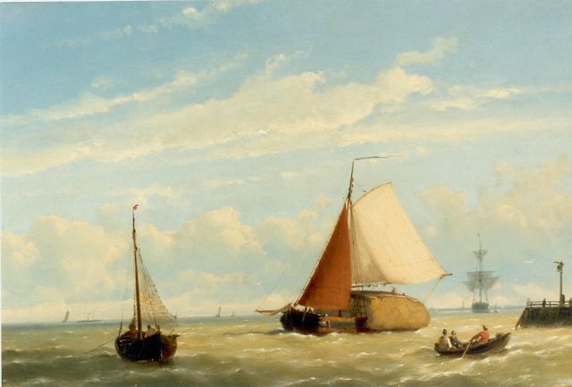 Jan H.B. Koekkoek | Zeilschepen voor de haven, olieverf op doek, 36,8 x 54,7 cm, gesigneerd l.o. en gedateerd '63