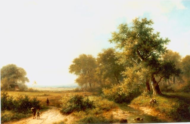 Hendrik Pieter Koekkoek | Figuren in een landschap, olieverf op doek, 66,0 x 99,0 cm, gesigneerd l.o.