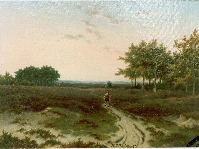 Hendrik Pieter Koekkoek | Heidelandschapje, olieverf op paneel, 19,6 x 27,0 cm, gesigneerd r.o.