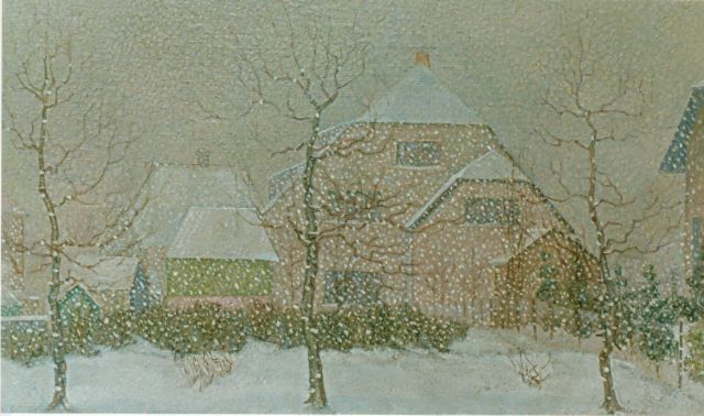 Jakob Nieweg | Het sneeuwt, olieverf op doek