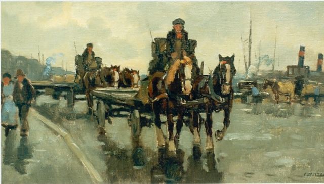Cor Noltee | Paard en wagen, olieverf op doek, gesigneerd r.o.