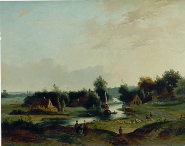 Jan van Ravenswaay | Panoramisch landschap, olieverf op doek, 34,2 x 44,3 cm, gesigneerd m.l.