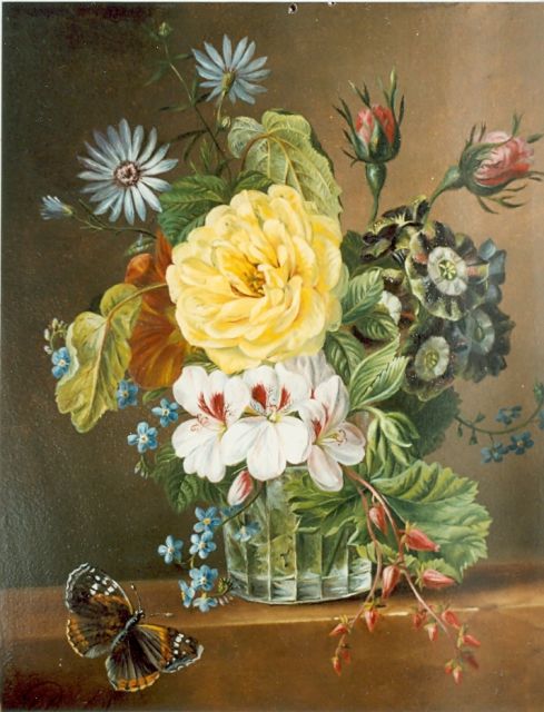 Hendrik Reekers sr. | Bloemstilleven, olieverf op paneel, 30,2 x 25,2 cm, gesigneerd l.o.