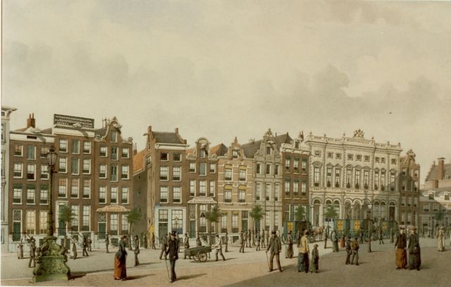 Rieke J.M.A.  | Het oude postkantoor van Amsterdam, aquarel op papier 32,5 x 50,5 cm, gesigneerd r.o.