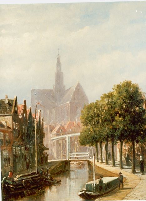 Petrus Gerardus Vertin | Gracht te Haarlem, olieverf op paneel, 25,0 x 21,0 cm, gesigneerd r.o.