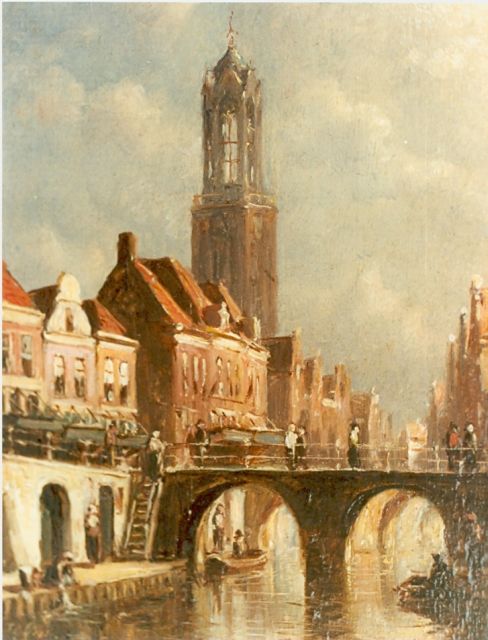 Petrus Gerardus Vertin | Hollands stadsgezicht, olieverf op paneel, 13,0 x 10,1 cm, gesigneerd l.o.