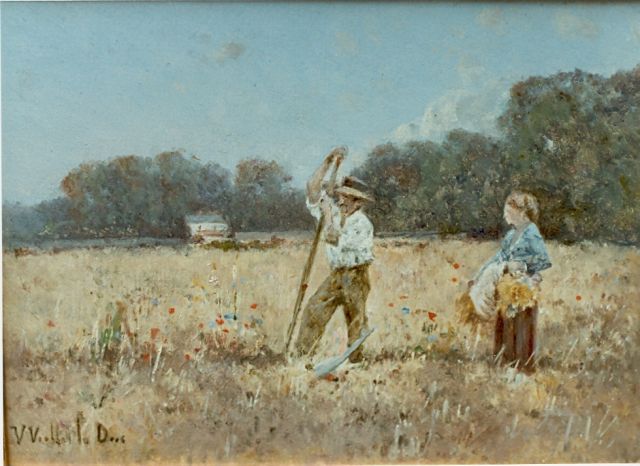 Victor Viollet-le-Duc | Werken op het land, olieverf op karton, 15,5 x 21,3 cm, gesigneerd l.o.