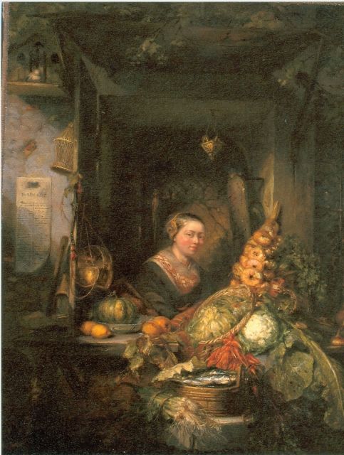Maria Vos | De groenteverkoopster, olieverf op doek, 44,5 x 35,0 cm