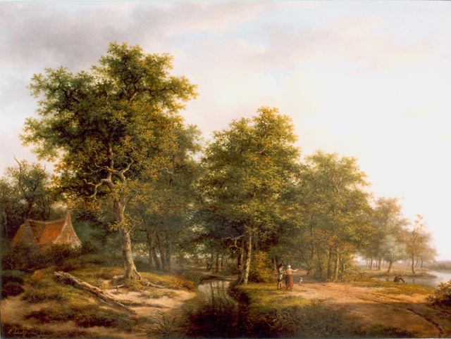 Andreas Schelfhout | Open plek in bos, olieverf op paneel, 52,7 x 72,0 cm, gesigneerd l.o.