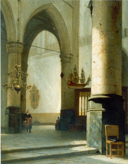 Jan Jakob Schenkel | Kerkinterieur, olieverf op paneel, 45,7 x 36,8 cm, gesigneerd l.o.