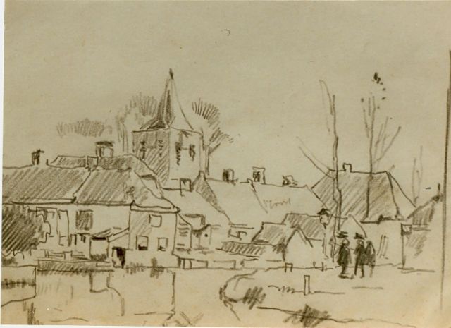 Cornelis Vreedenburgh | Dorpsgezichtje, potlood op papier, 12,0 x 17,0 cm