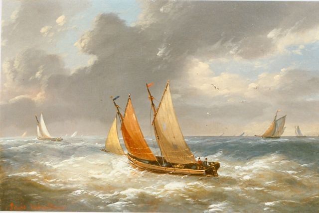 Charles Louis Verboeckhoven | Zeegezichtje, olieverf op paneel, 12,0 x 17,3 cm, gesigneerd l.o.