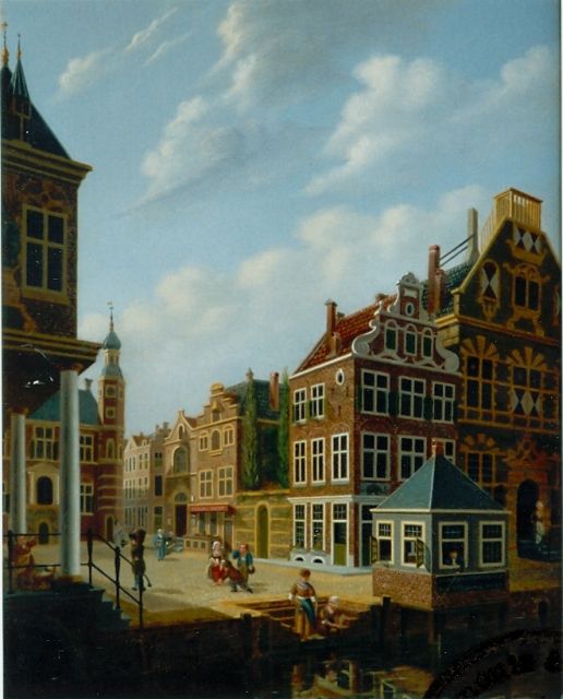 Jan Hendrik Verheijen | Stadsgezicht Rotterdam, olieverf op paneel, 33,5 x 26,7 cm