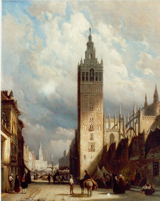 Pieter Cornelis  Dommershuijzen | De kathedraal van Sevilla, olieverf op doek, 80,8 x 66,5 cm, gesigneerd r.o. en gedateerd 1877